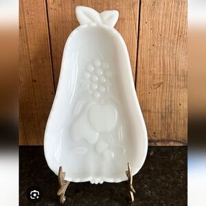 Vintage Hazel Atlas White Pear-Shaped Milk Glass Dish